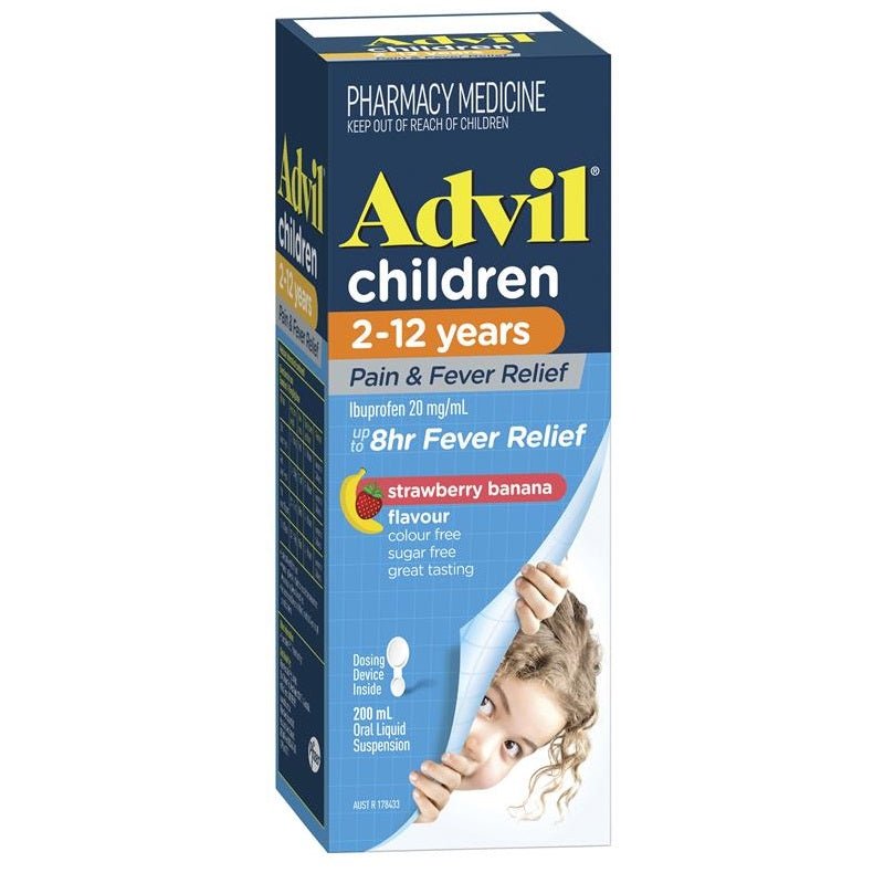 Advil Pain & Fever Suspension Strawberry Banana 2 - 12Yrs 200mL - Advil - 1 - Baby & Kids - ThePharmacy